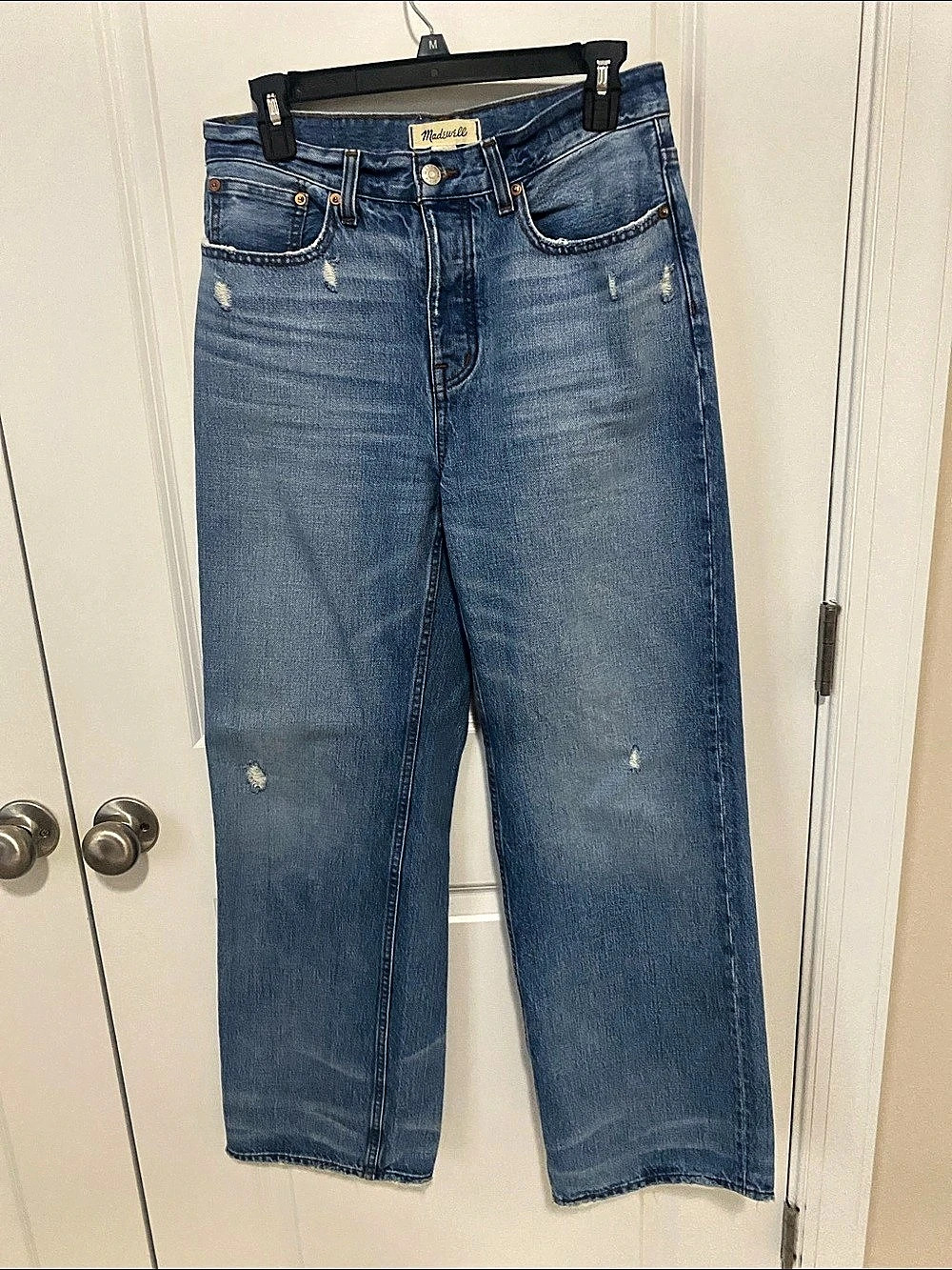 Madewell Low-Slung Baggy Distressed Blue Jeans size 25